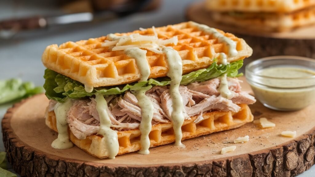 Chicken Caesar Chaffle Sandwiches