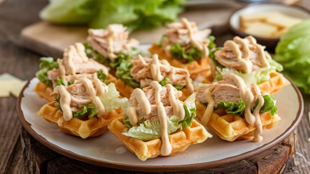 Chicken Caesar Mini Waffle Bites
