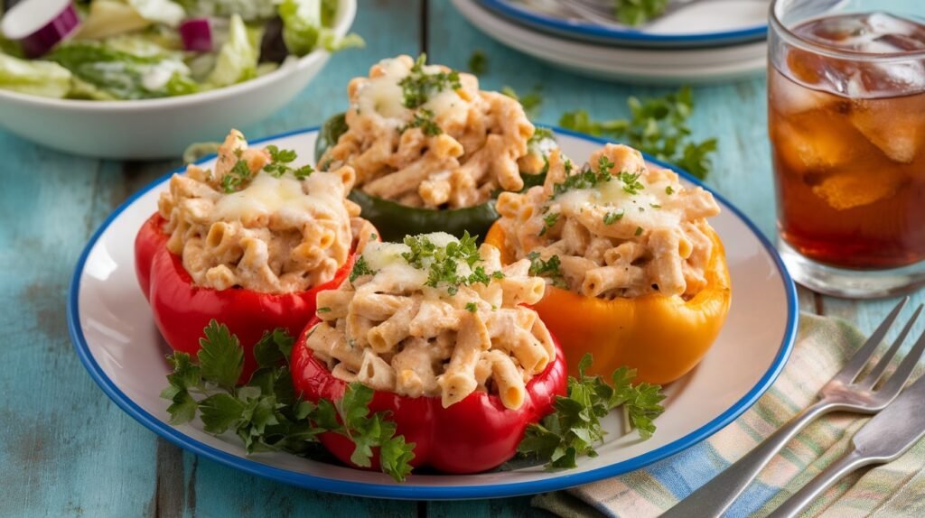 Chicken Caesar Pasta Stuffed Peppers