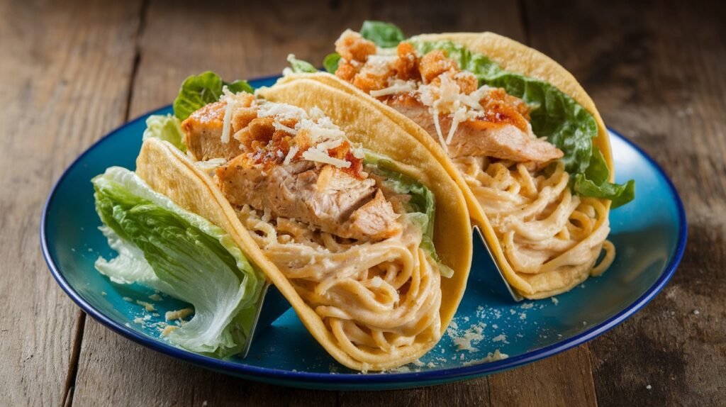 Chicken Caesar Spaghetti Tacos