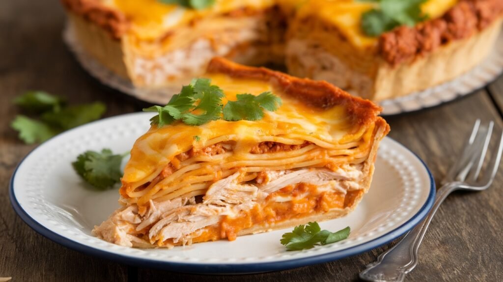 Chicken Enchilada Spaghetti Pie