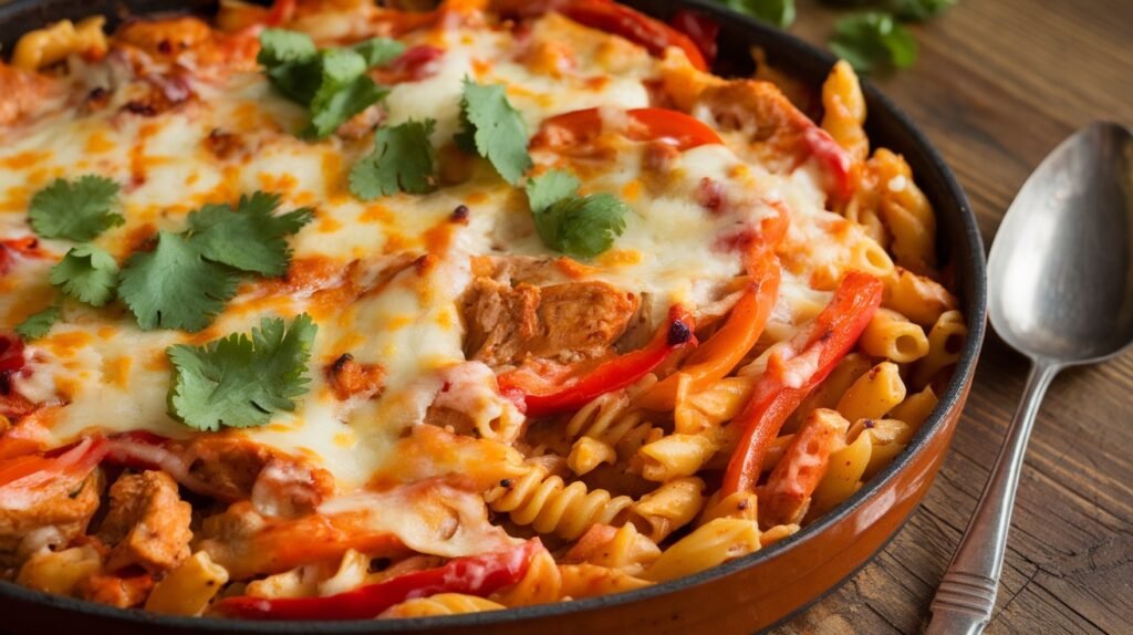 Creamy Chicken Fajita Pasta Bake