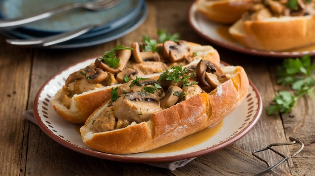 Chicken Marsala Bread Boats