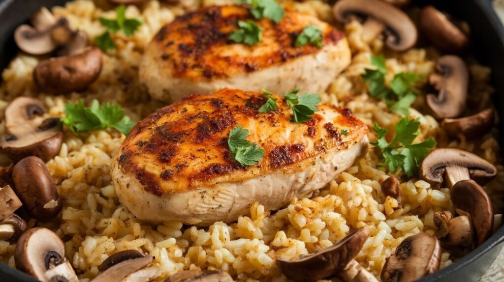 Chicken Marsala Rice Bake