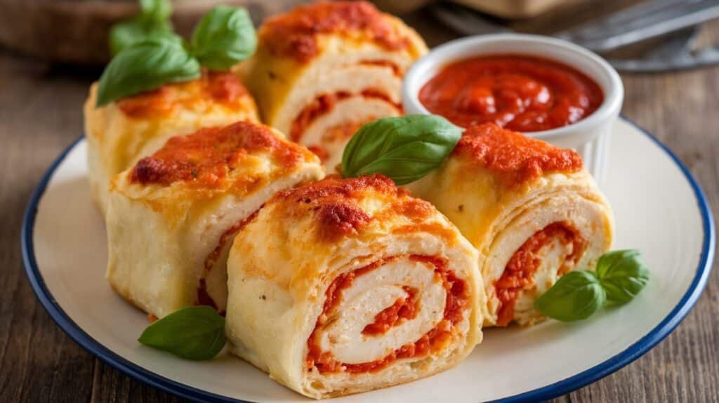 Chicken Parmesan Alfredo Rolls