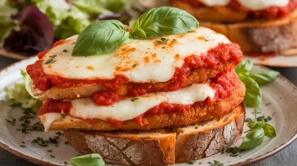 Chicken Parmesan Garlic Toast Stack