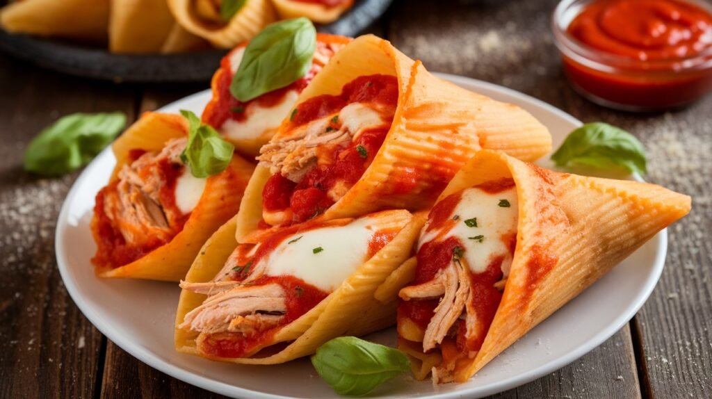 Chicken Parmesan Pasta Cones