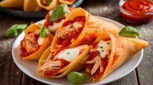 Chicken Parmesan Pasta Cones