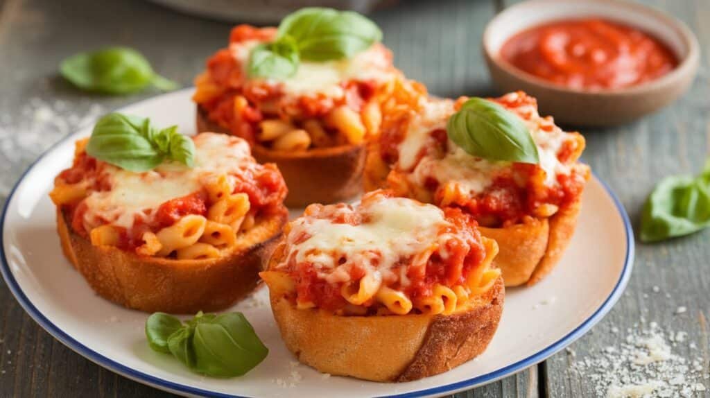 Chicken Parmesan Pasta Toast Cups