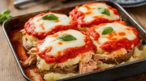 Chicken Parmesan Smashed Potato Bake