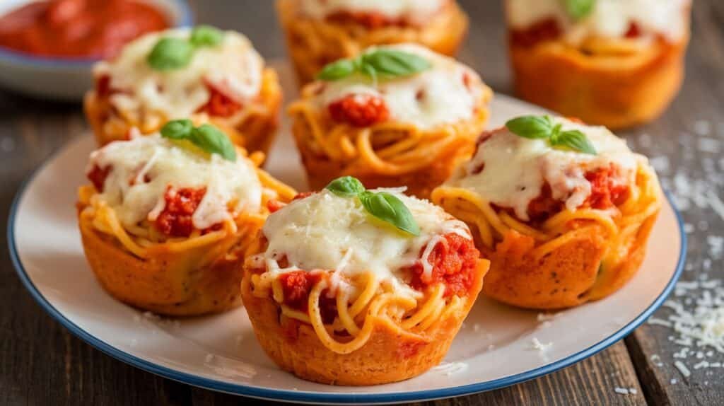 Chicken Parmesan Spaghetti Muffin Cups