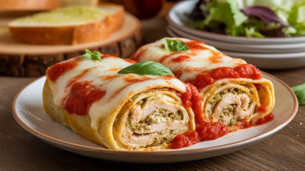 Chicken Pesto Lasagna Roll-Ups