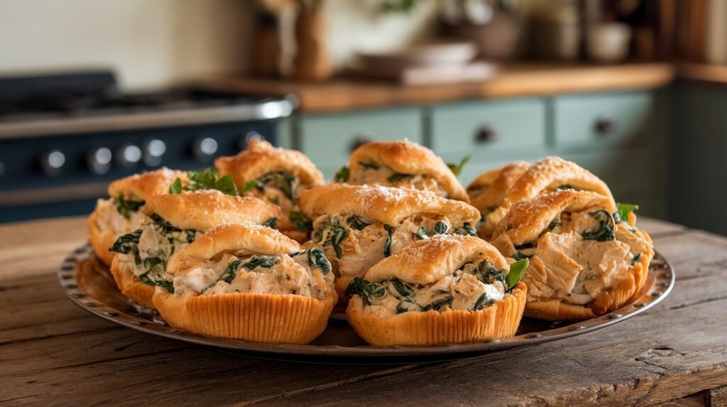 Chicken Spinach Artichoke Crescent Cups