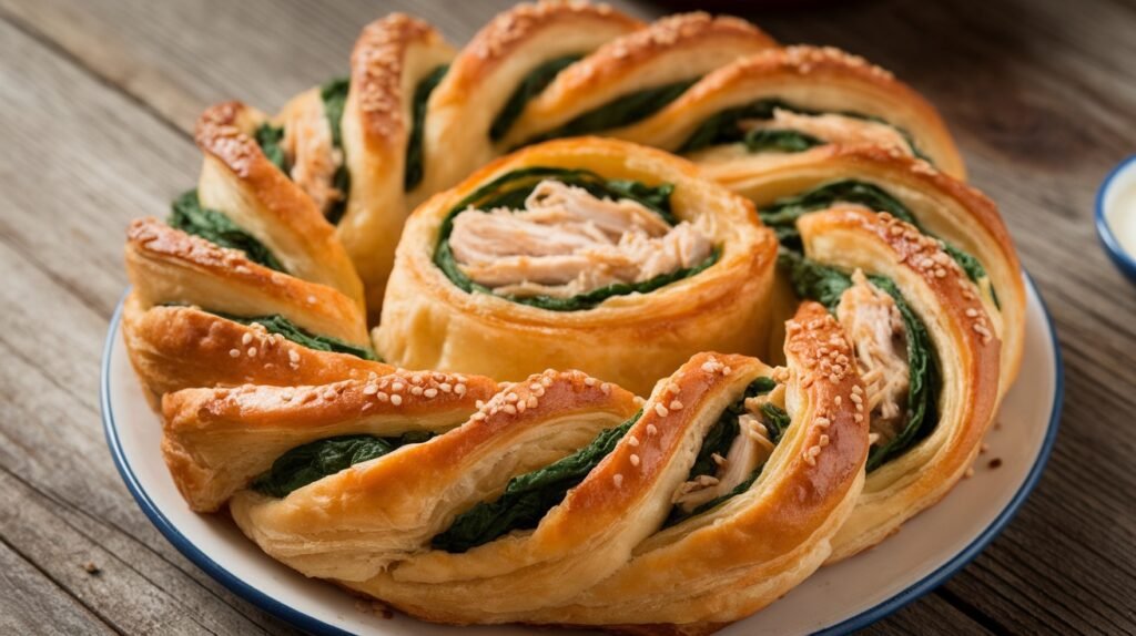 Chicken Spinach Puff Pastry Braids