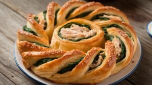 Chicken Spinach Puff Pastry Braids