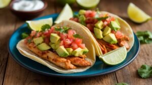 Avocado Pico and Chicken Tacos
