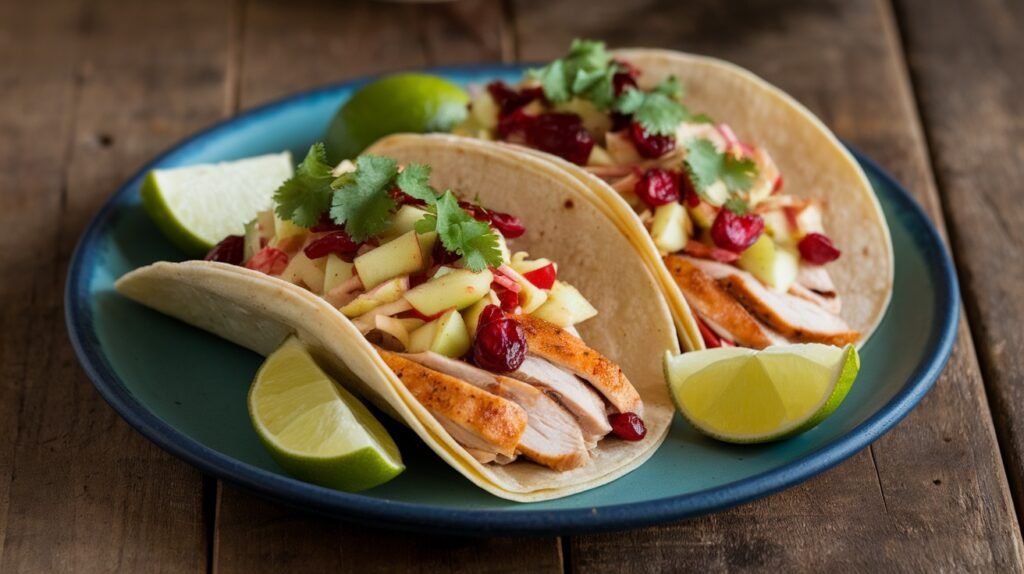 Cranberry Apple Slaw Chicken Tacos