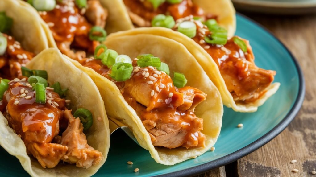 Sweet Garlic Chicken Wonton Tacos