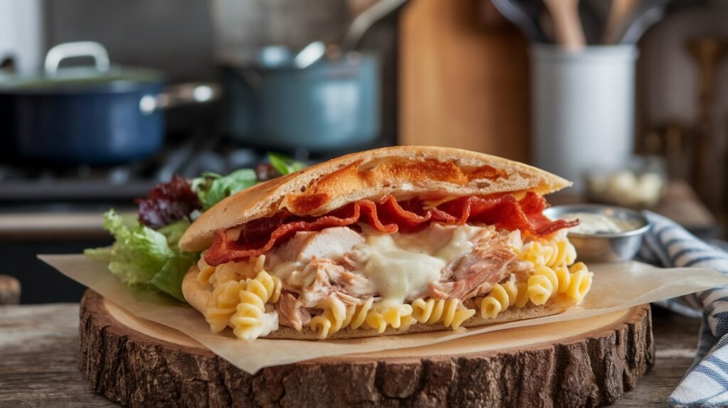 Chicken and Bacon Pasta Pita Melts