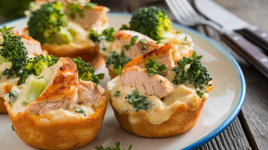 Chicken and Broccoli Alfredo Cups