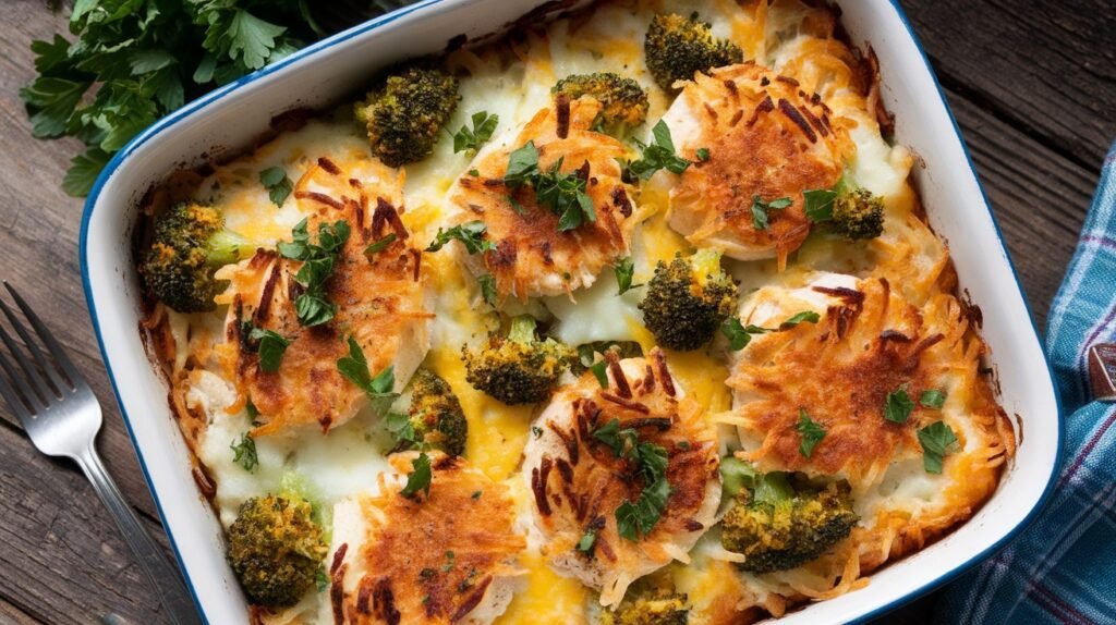 Chicken and Broccoli Hash Brown Bake