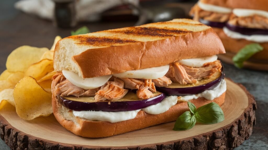 Chicken and Cheese Eggplant Sandwiches