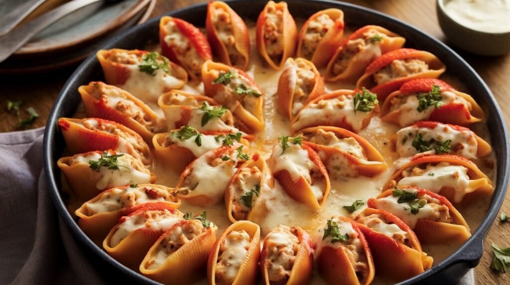 Chicken and Feta Alfredo Shells