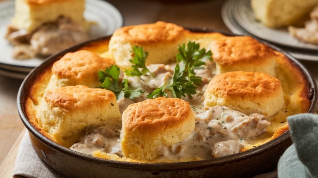 Chicken and Gravy Biscuit Casserole