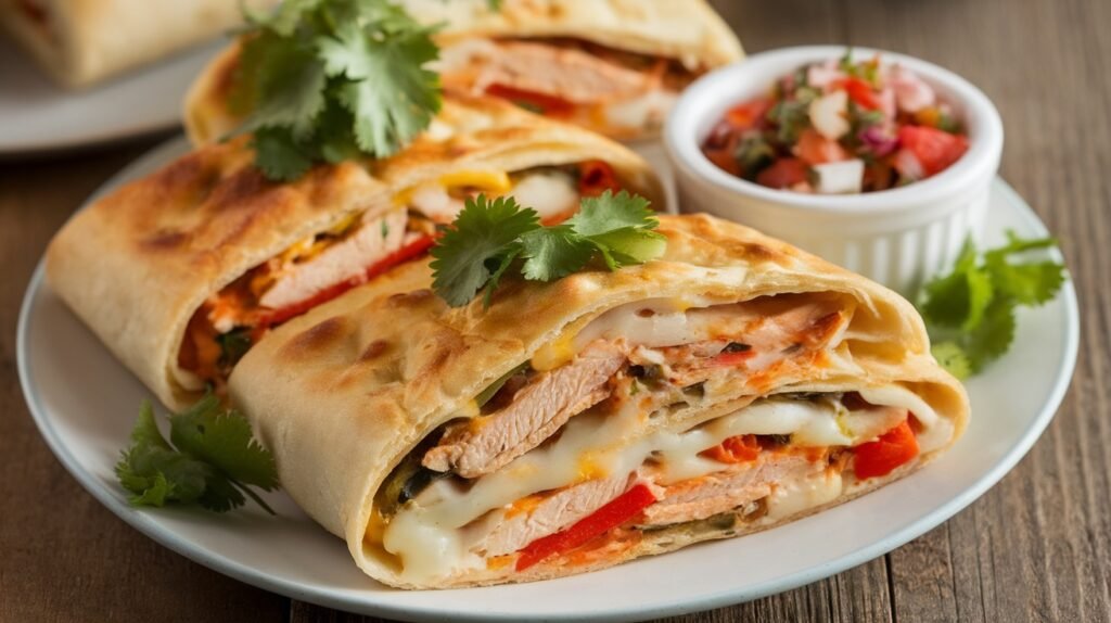 Chicken and Pepperjack Flatbread Rolls