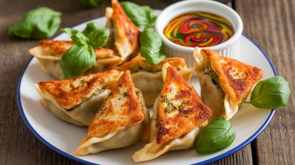 Chicken and Pesto Cheddar Wontons