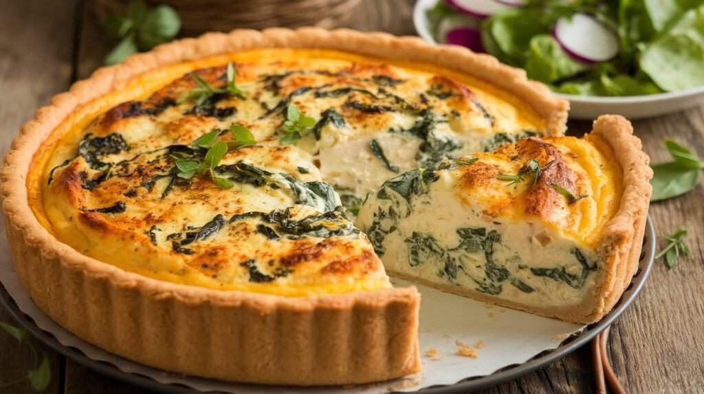 Chicken and Spinach Alfredo Quiche