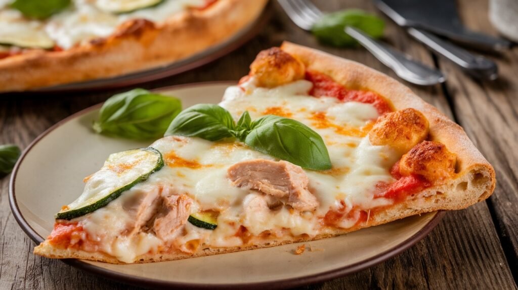 Chicken and Zucchini Alfredo Pizza