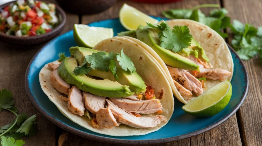 Cilantro Avocado Chicken Tacos