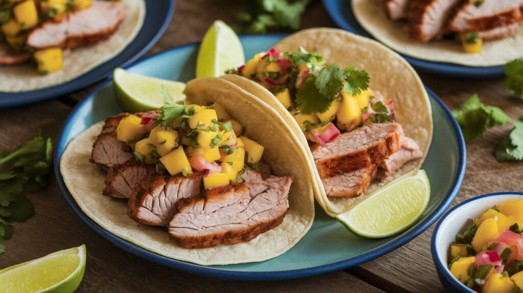Cilantro Lime Mango Pork Tacos