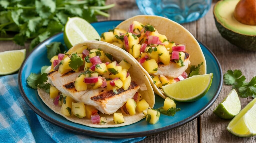 Pineapple Cilantro Fish Tacos