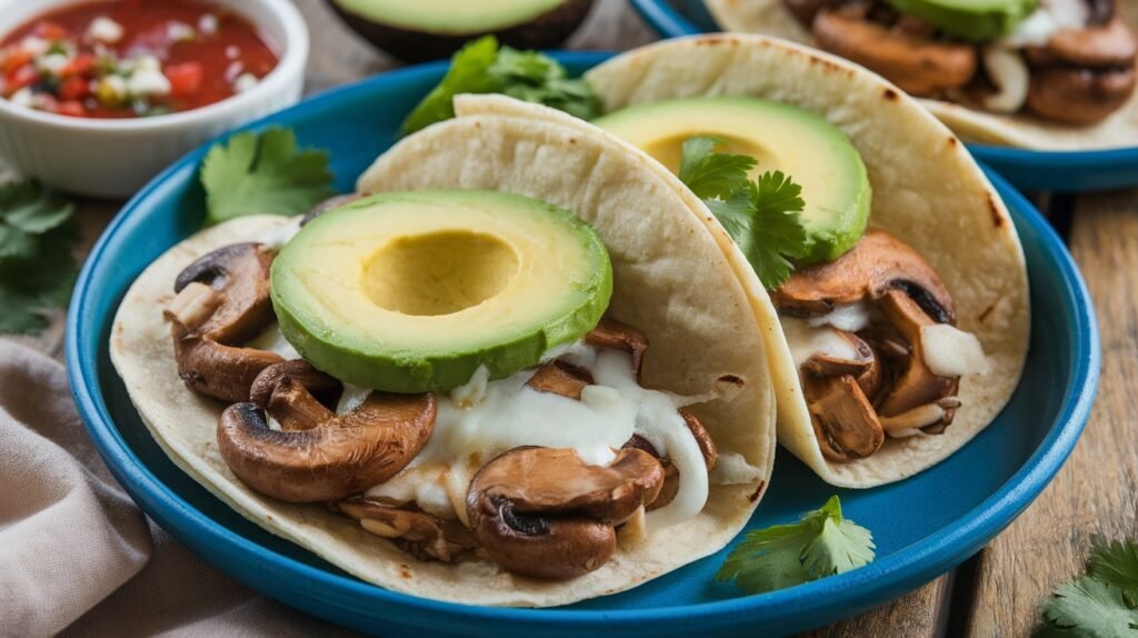 Garlic Roasted Mushroom and Swiss Tacos