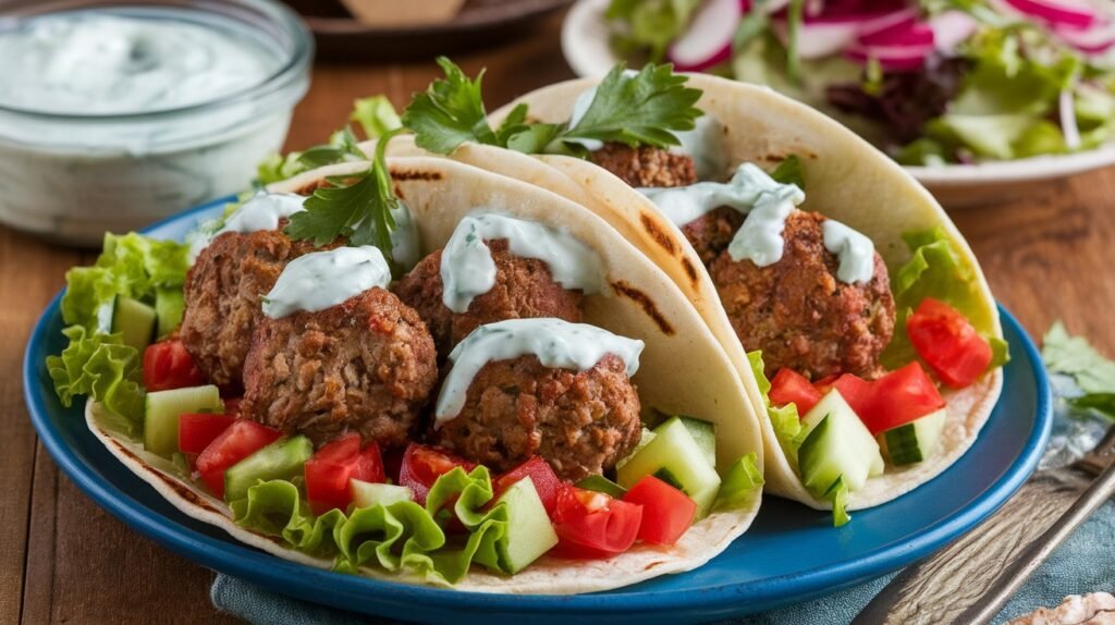 Greek Meatball Tacos