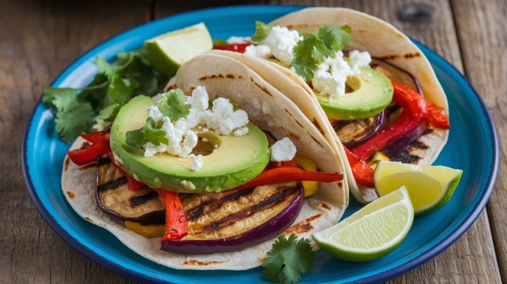 Grilled Eggplant and Pepper Tacos