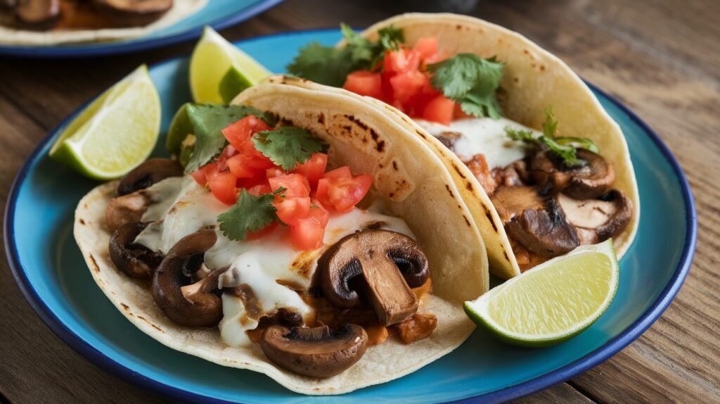 Grilled Mushroom and Swiss Tacos