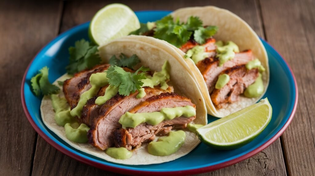 Avocado Crema Grilled Pork Tacos