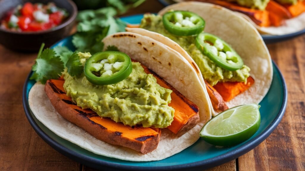 Grilled Sweet Potato and Guac Tacos