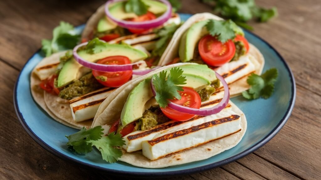 Grilled Halloumi and Pesto Tacos