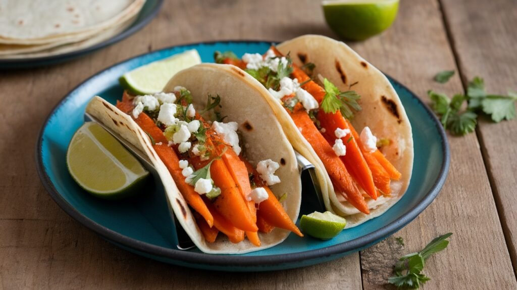Honey Glazed Carrot and Goat Cheese Tacos