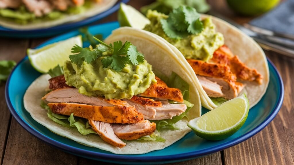Honey Mustard Chicken and Guac Tacos