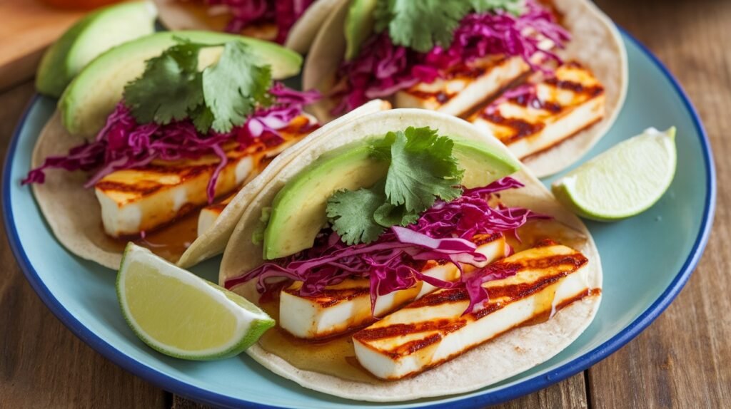 Hot Honey Halloumi Tacos