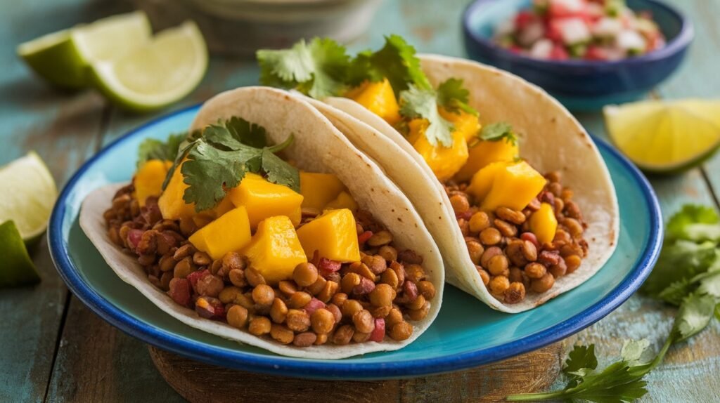 Spiced Lentil and Mango Tacos