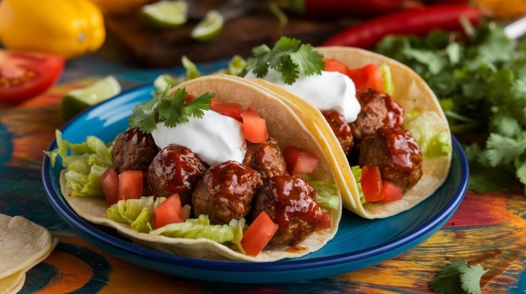 Sweet Chili Glazed Meatball Tacos