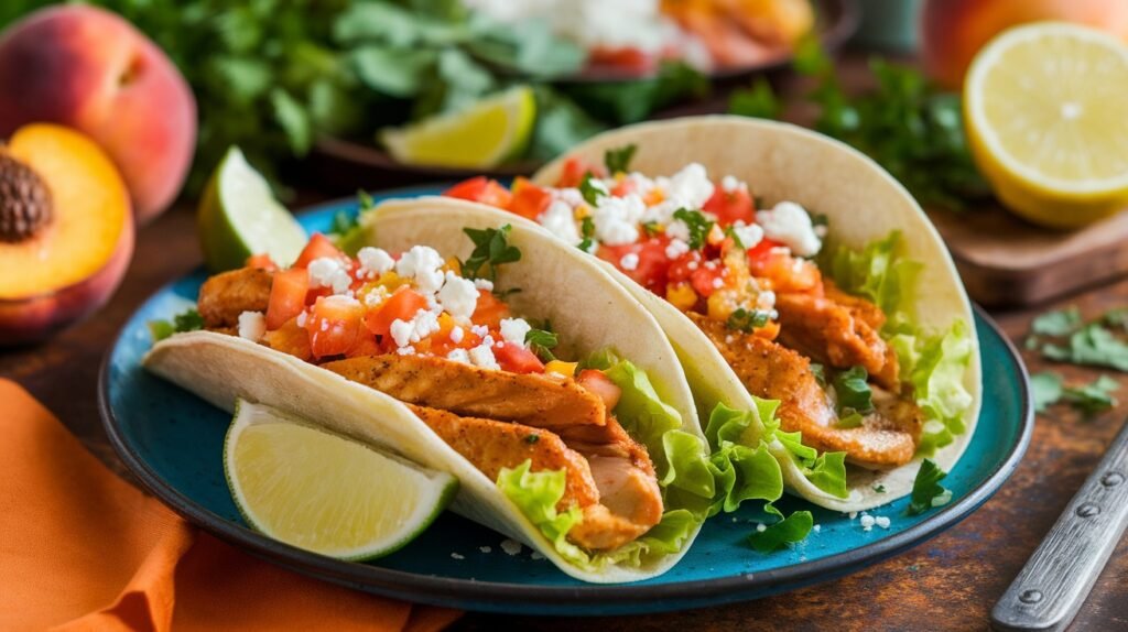 Peach Glazed Chicken Tacos