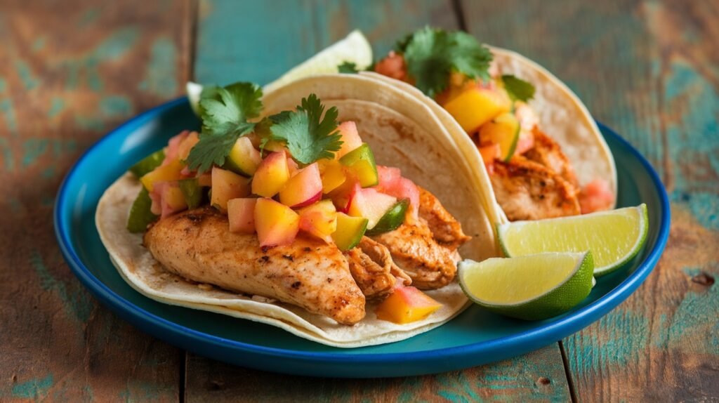 Peach Jalapeño Chicken Tacos