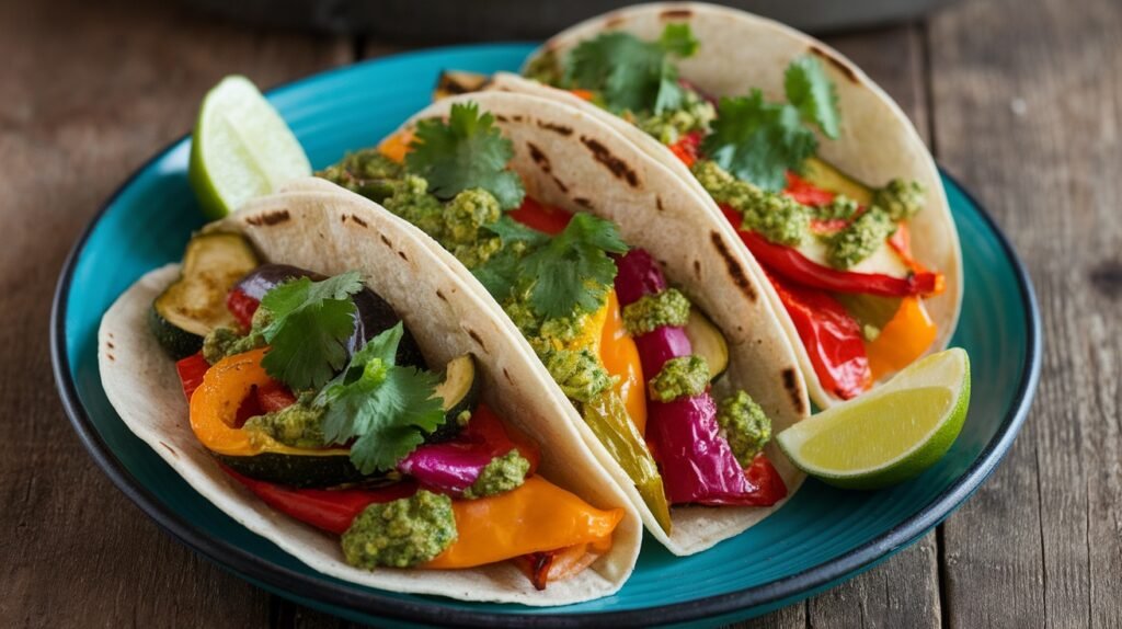 Pesto Roasted Veggie Tacos